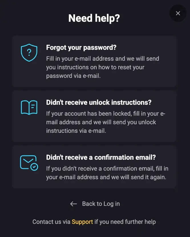 reset your password at amon bet casino